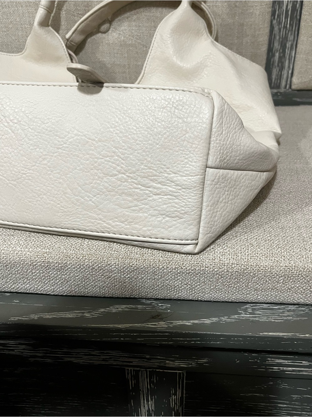 Urban Originals Cream Vegan Leather Tote Bag Large Slouchy Pocket Purse - Picture 13 of 13